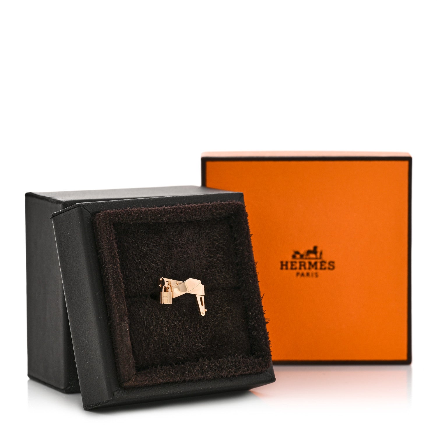 Hermes 18K Rose Gold Kelly Gavroche Ring 52 6 7 of 7