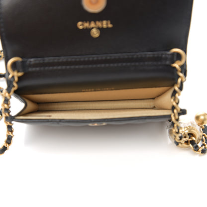 Chanel Lambskin Quilted Pearl Crush Clutch With Chain Black 4 of 8