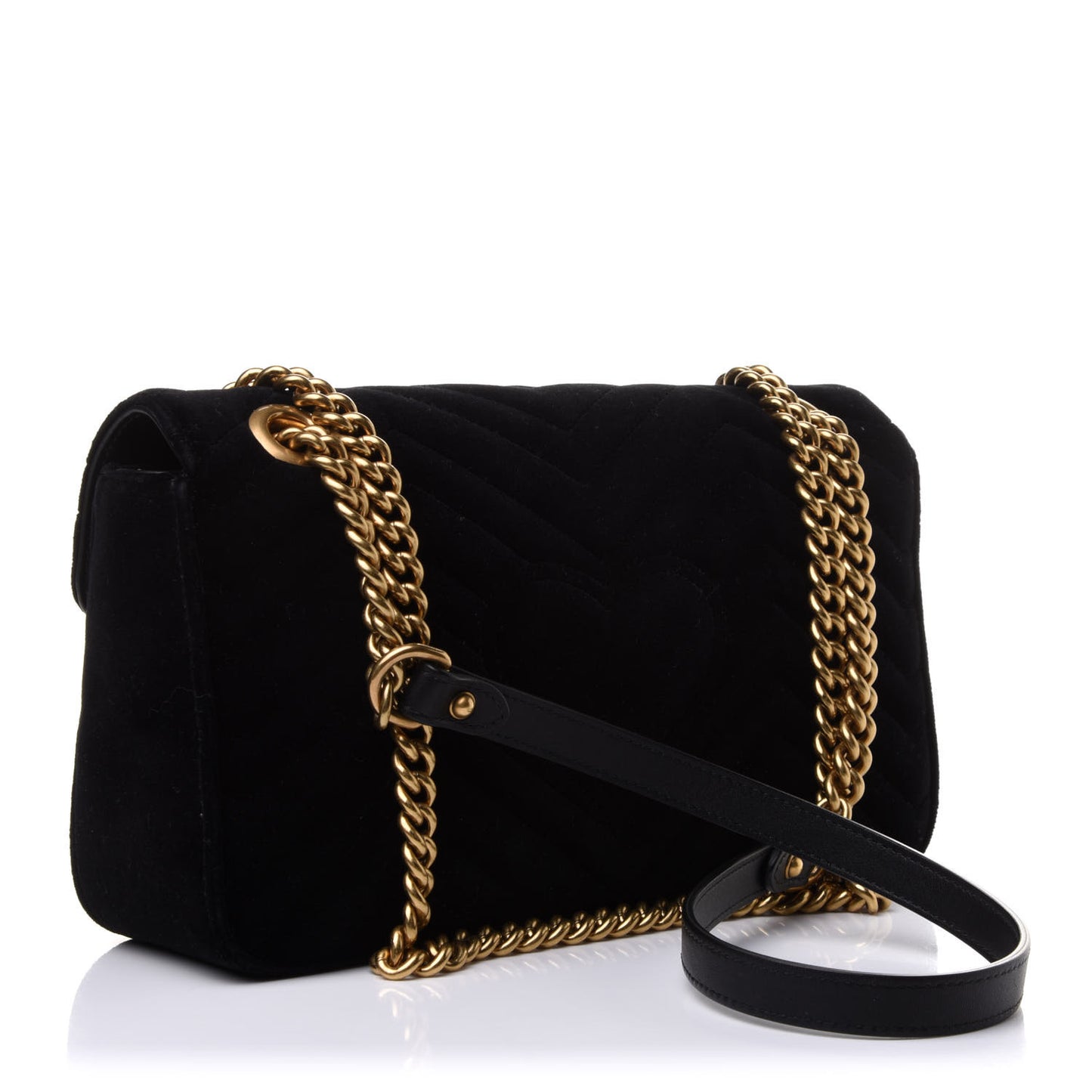 Velvet Matelasse Small GG Marmont Shoulder Bag Black