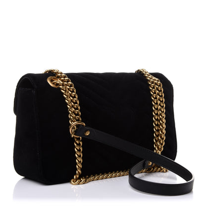 Gucci Velvet Matelasse Small GG Marmont Shoulder Bag Black 3 of 14