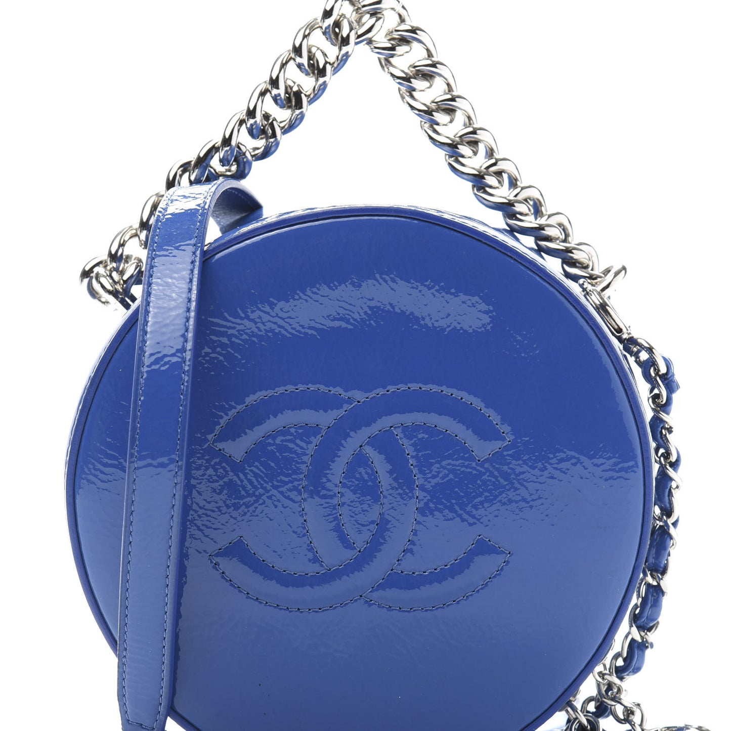 Patent Round As Earth Evening Bag Blue