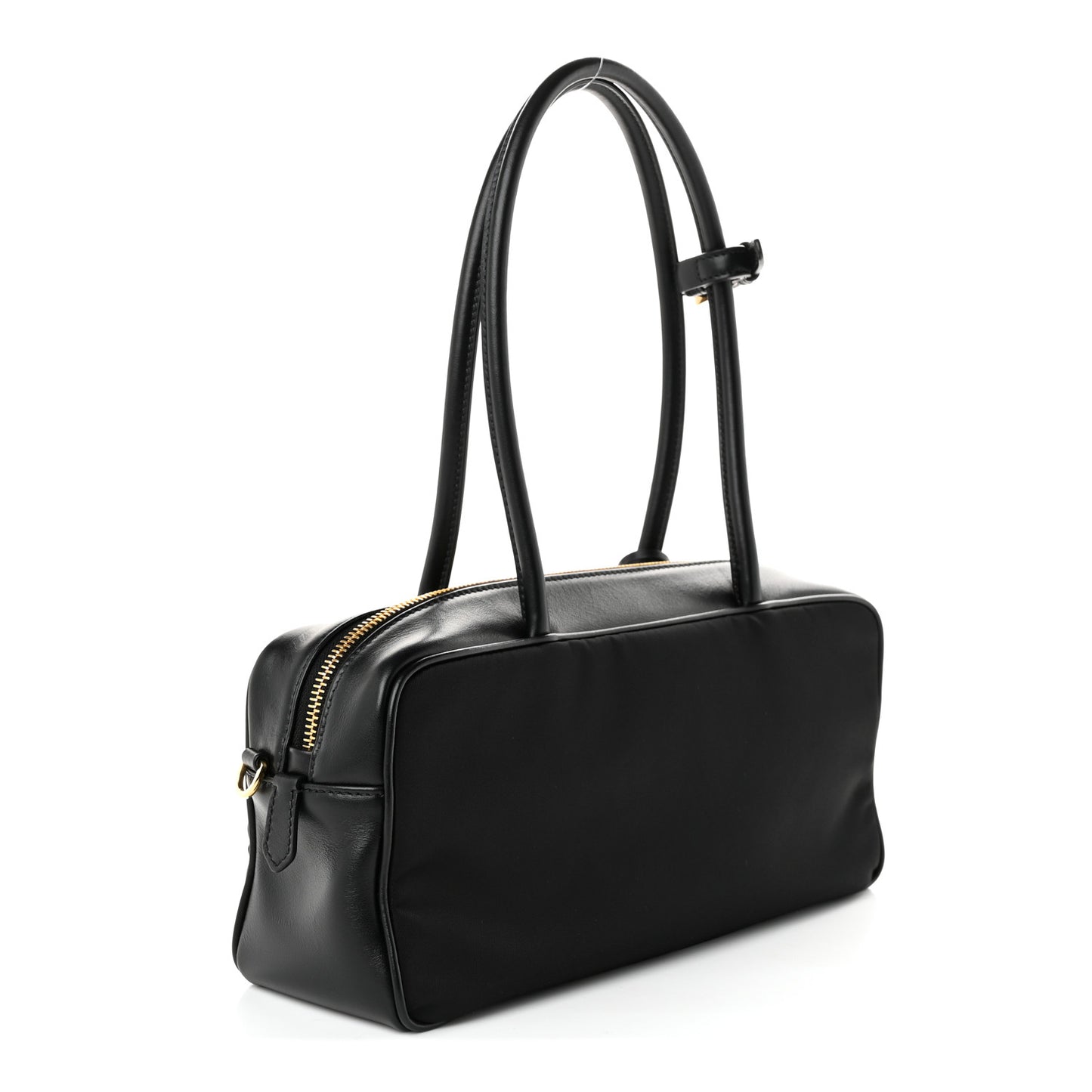 Re-Nylon Vitello Small Top Handle Padlock Bag Black