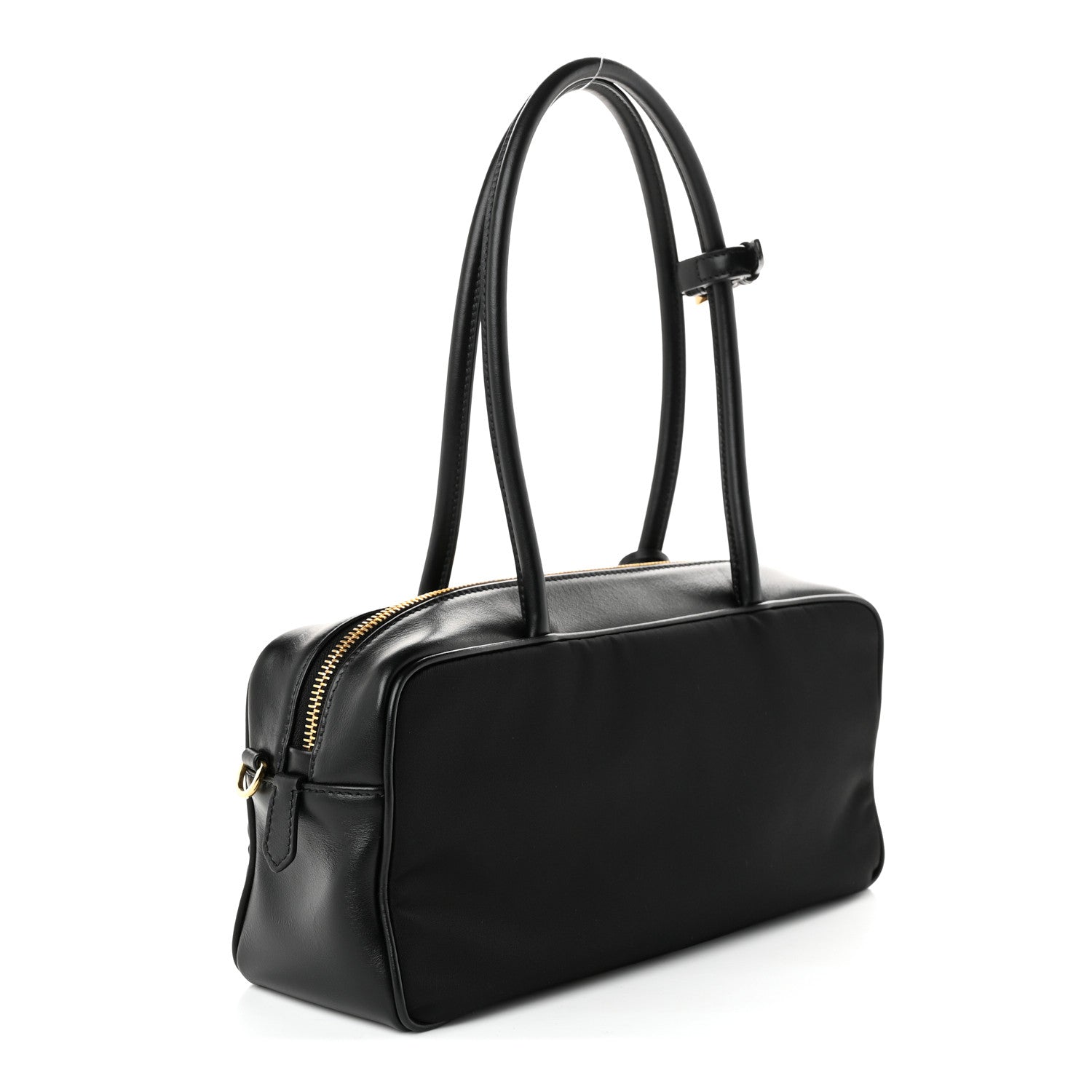 Prada Re-Nylon Vitello Small Top Handle Padlock Bag Black 3 of 9