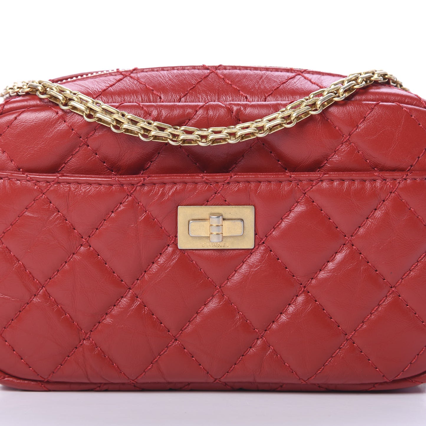 Aged Calfskin Quilted Mini Reissue Camera Case Red