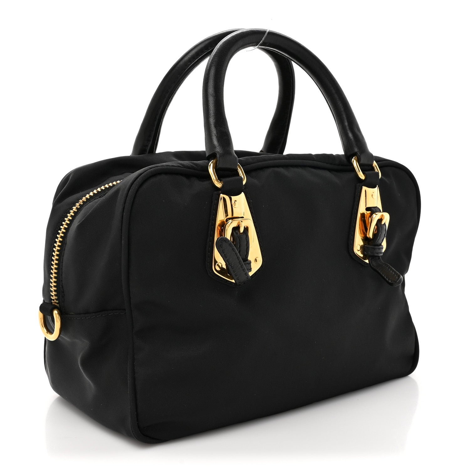 Prada Tessuto Nylon Soft Calfskin Shopping Satchel Black 3 of 9