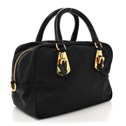 Prada Tessuto Nylon Soft Calfskin Shopping Satchel Black 3 of 9