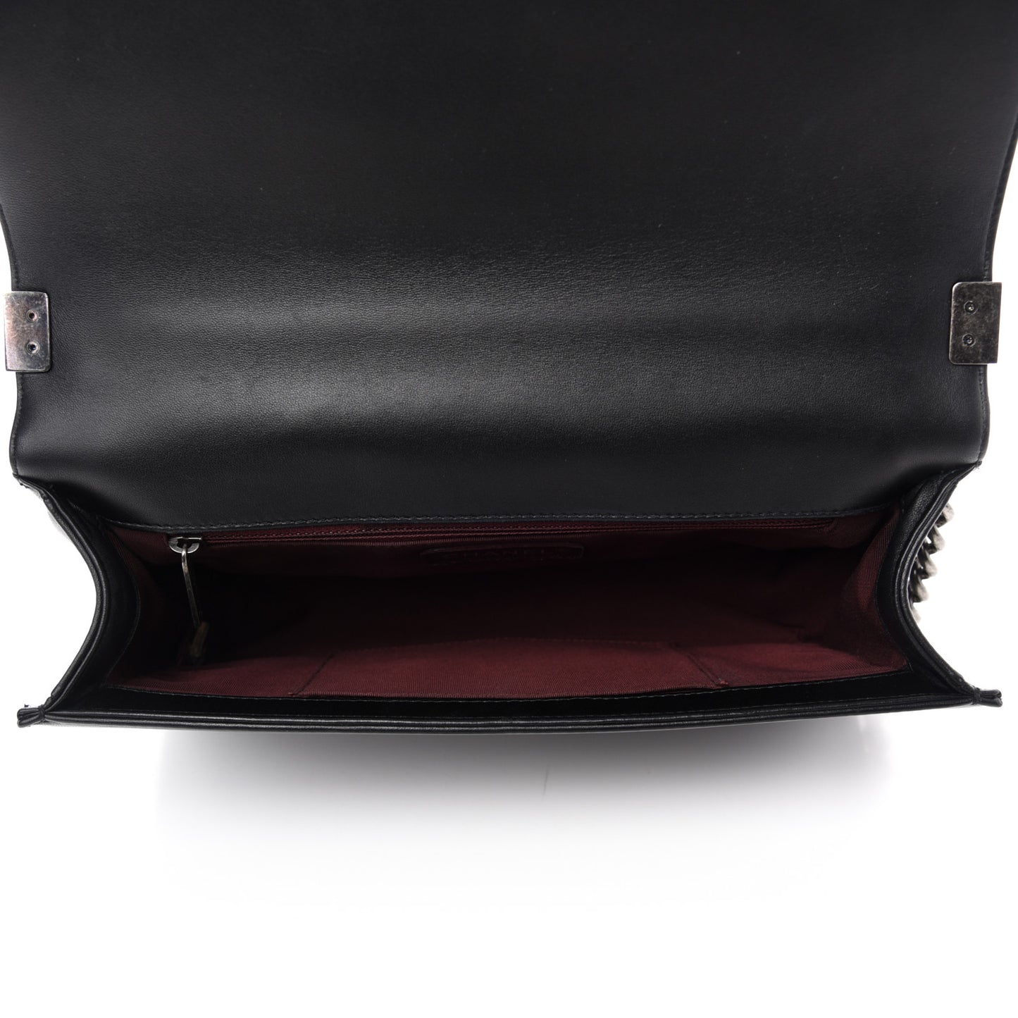 Calfskin Chevron Quilted New Medium Boy Flap Black