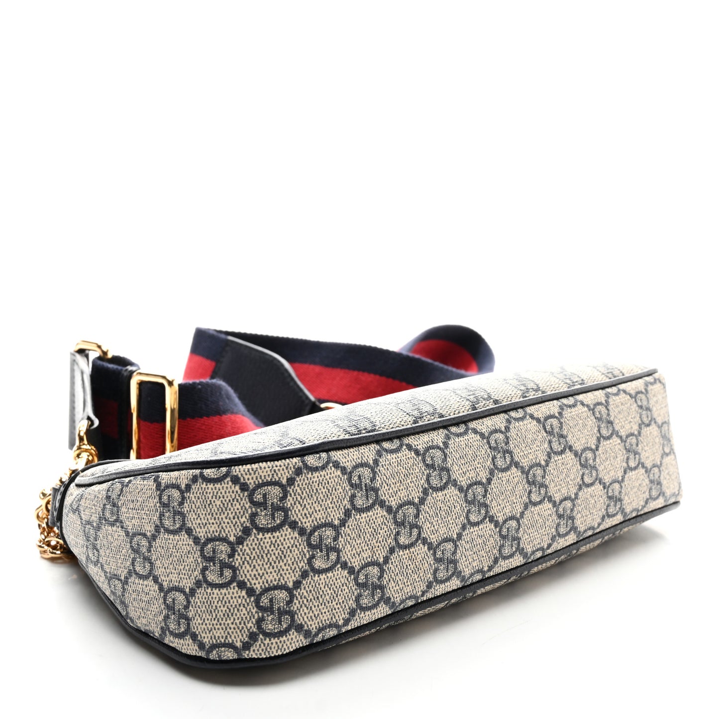 GG Supreme Monogram Textured Dollar Calfskin Web Small Ophidia GG Handbag Beige Blue