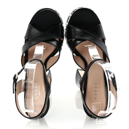 Gucci Malaga Kid Interlocking G Studs 155mm Platform Sandals 36 Perfect Black 2 of 8