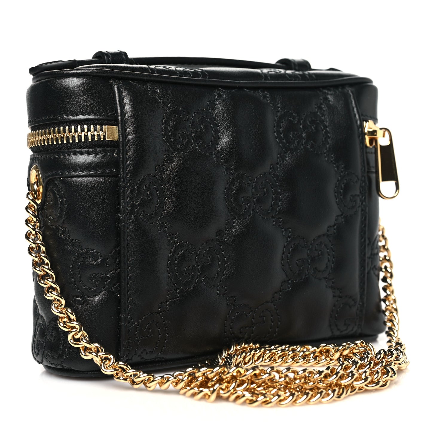 Calfskin GG Matelasse Mini Top Handle Bag Black