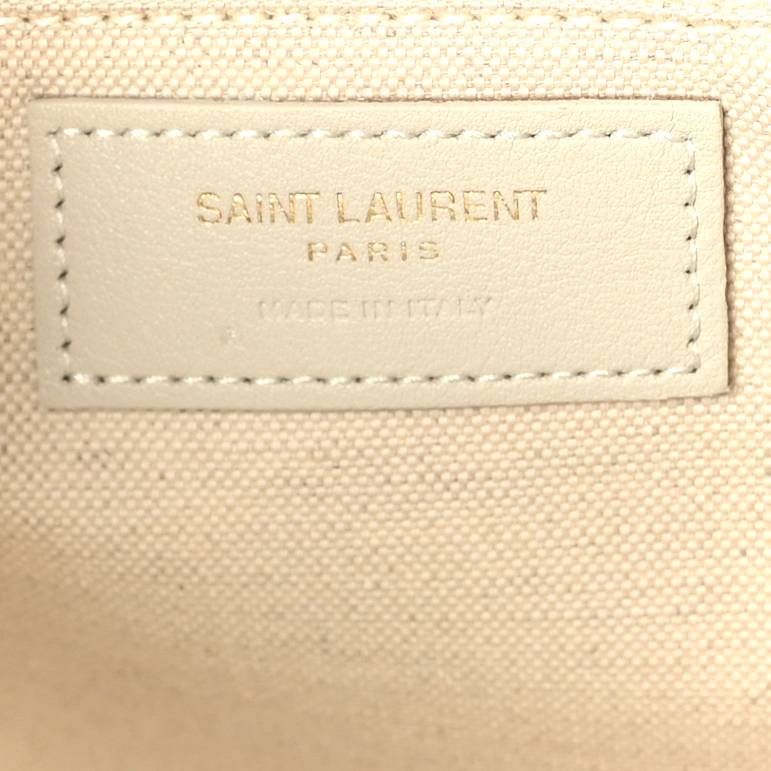 Saint Laurent Linen Calfskin Small Rive Gauche Tote Military Green Blanc Vintage 6 of 9