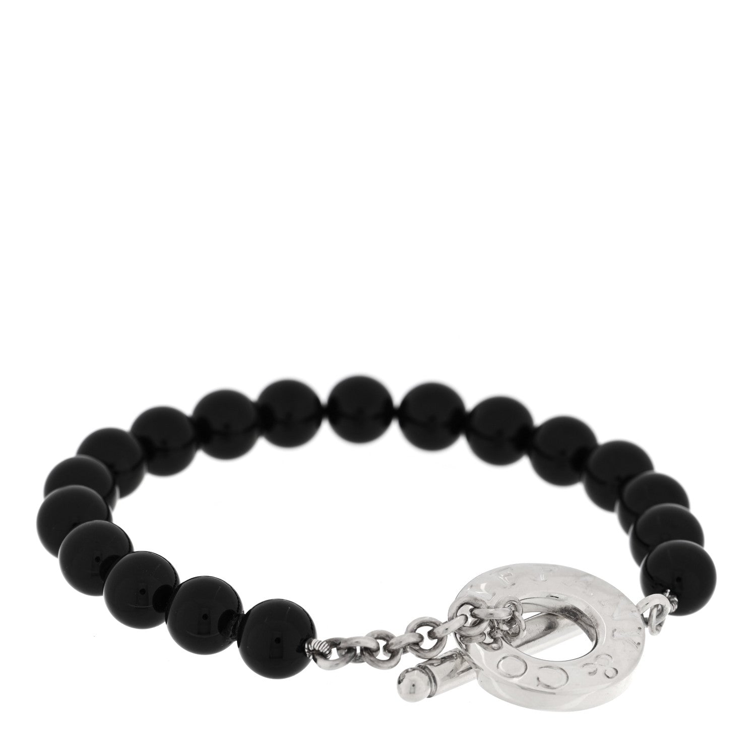 Tiffany Sterling Silver Black Onyx Bead Toggle Bracelet 2 of 3