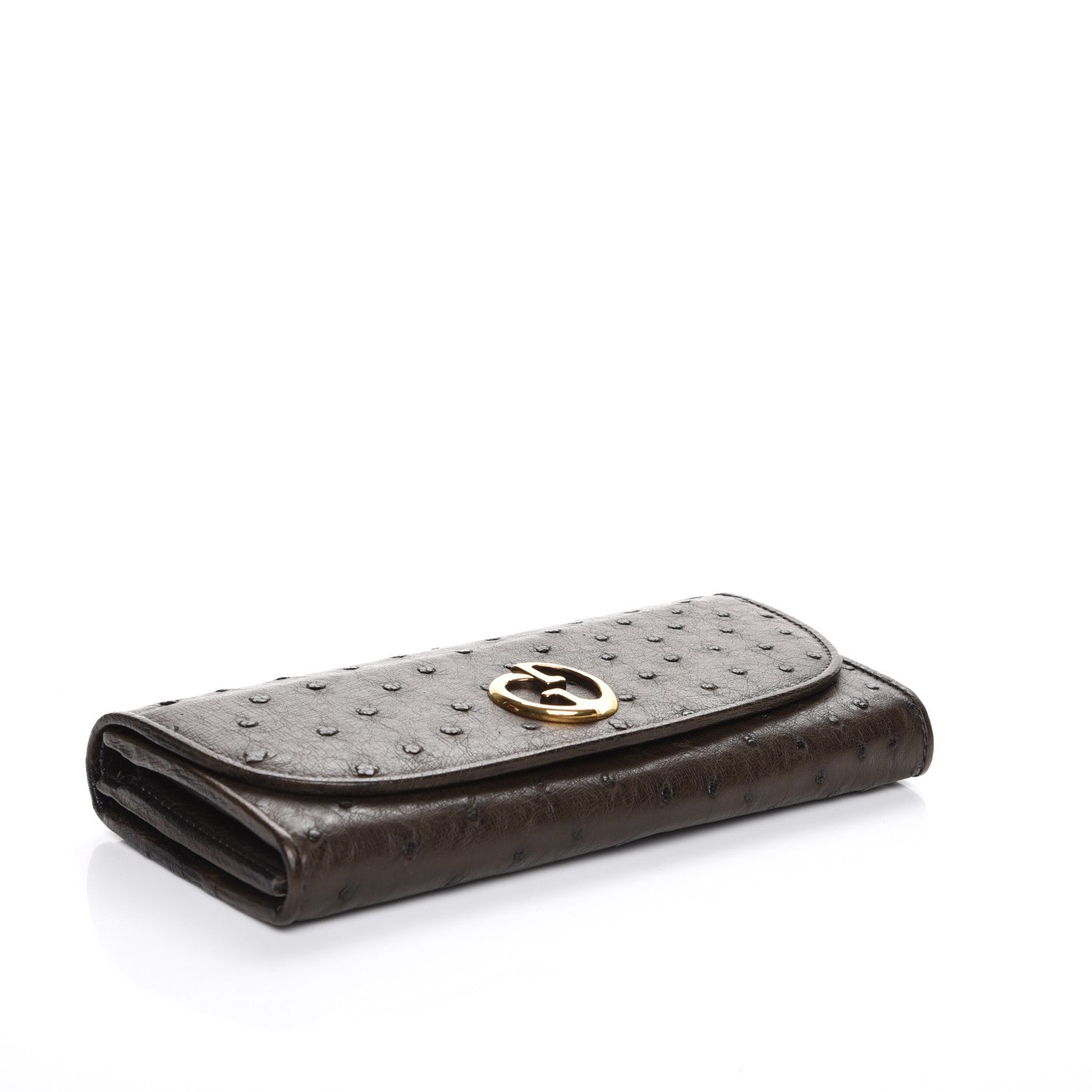 Gucci Ostrich 1973 Continental Clutch Wallet Cocoa Brown 4 of 6