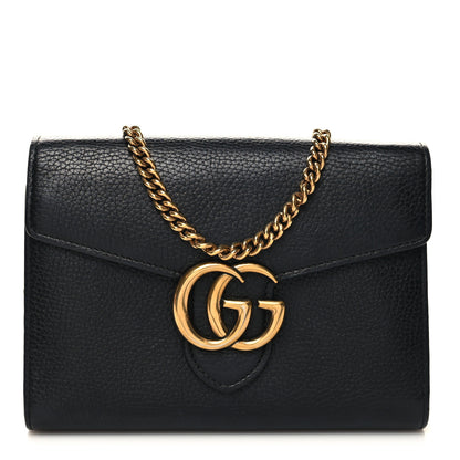 Gucci Calfskin GG Marmont Chain Wallet Black 1 of 12