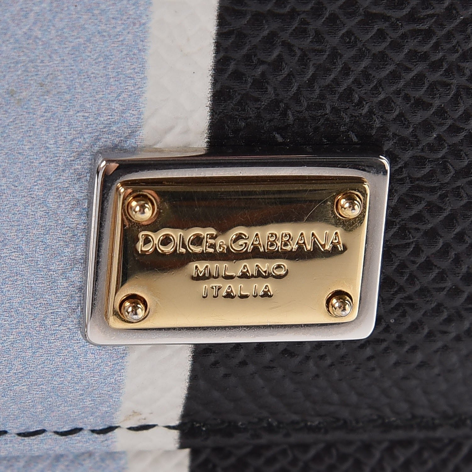 Dolce & Gabbana Dauphine Stripe Gloss Chain Strap Phone Bag Blue 9 of 9