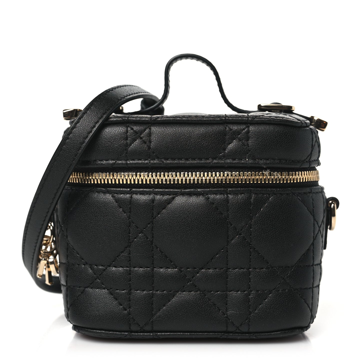 Lambskin Cannage Micro Lady Dior Vanity Case Black