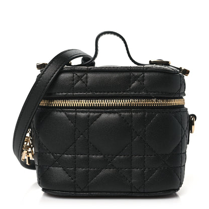 Christian Dior Lambskin Cannage Micro Lady Dior Vanity Case Black 1 of 9