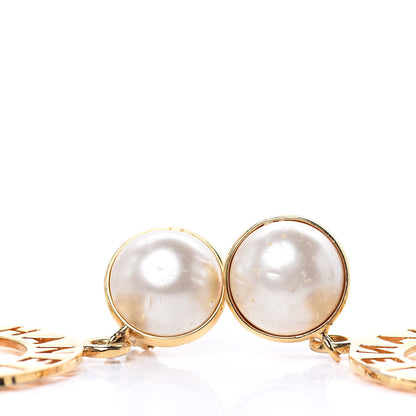 Chanel Pearl Large CC Drop Clip On Earrings Gold 5 of 7