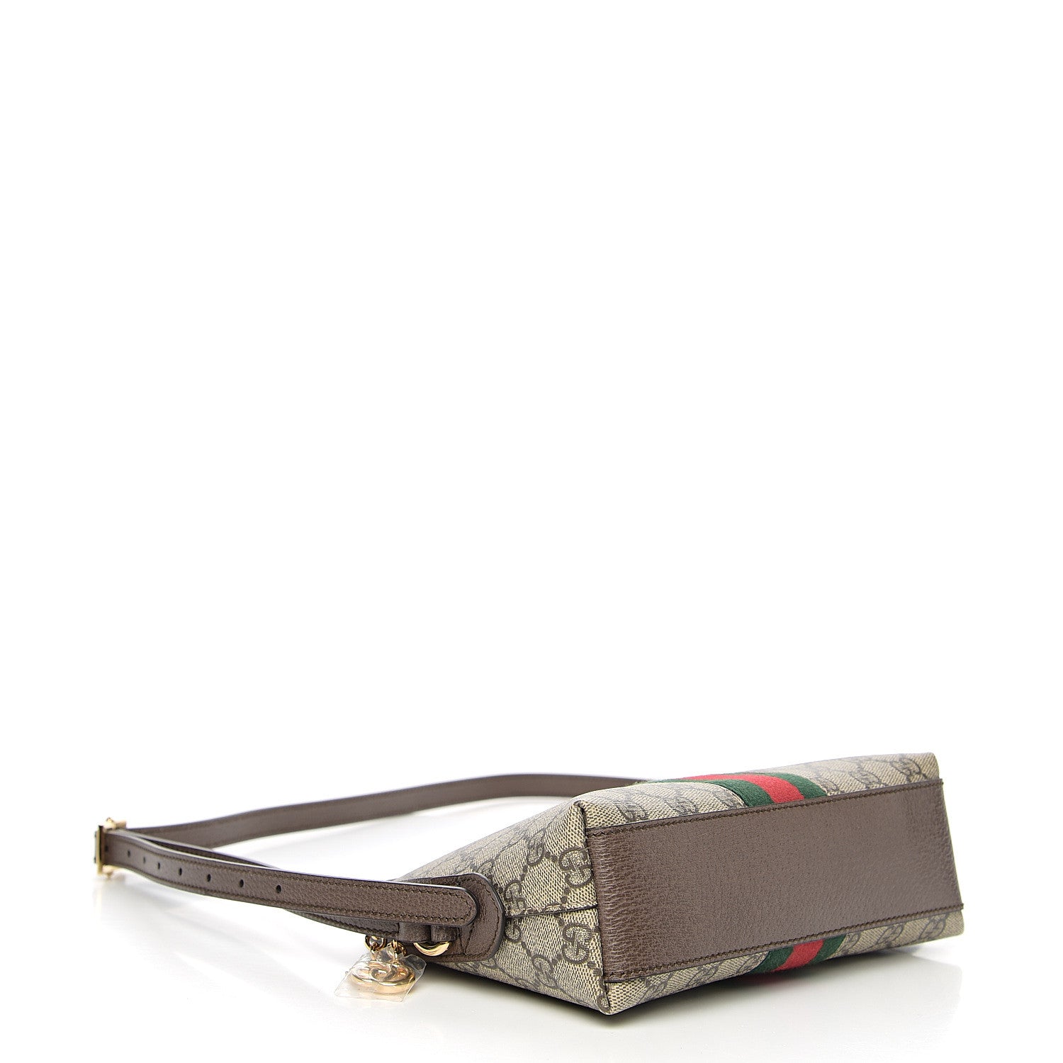 Gucci GG Supreme Monogram Textured Dollar Calfskin Web Small Ophidia Dome Shoulder Bag Beige Ebony New Acero 3 of 10