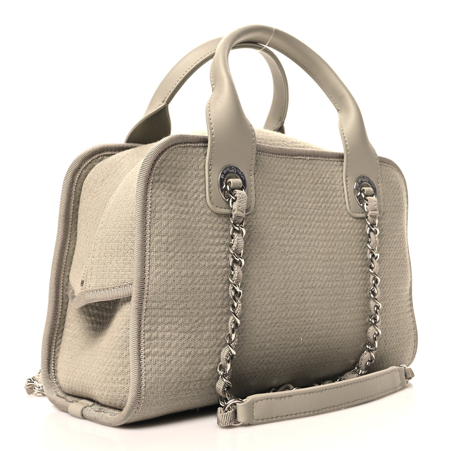 Chanel Canvas Deauville Small Bowling Bag Grey 3 of 10