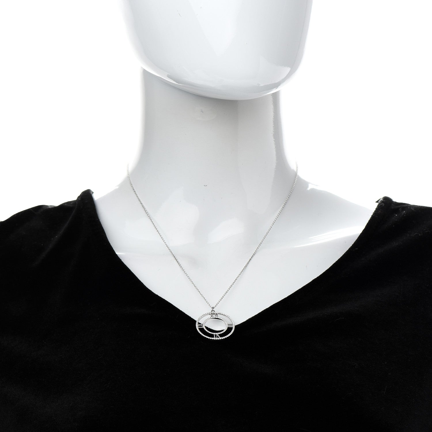 Tiffany 18K White Gold Diamond Medium Atlas Open Pave Pendant Necklace 2 of 7