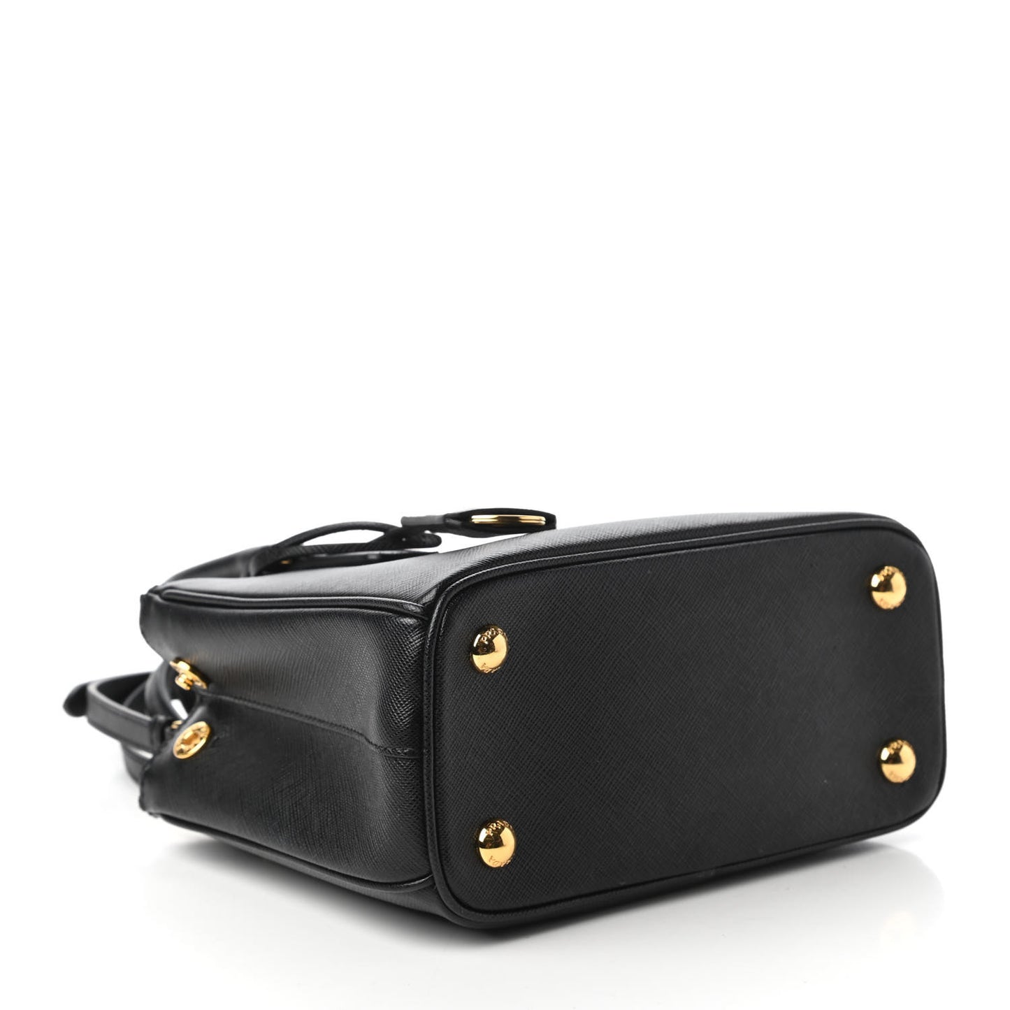 Saffiano Lux Mini Galleria Double Zip Tote Black