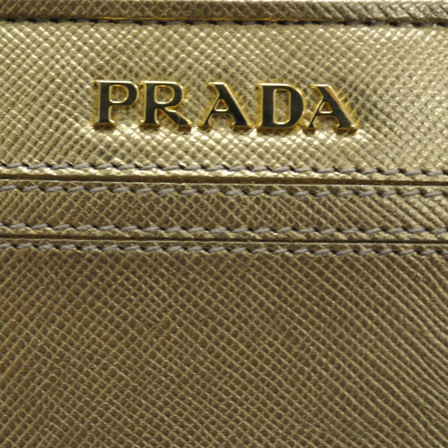 Prada Saffiano Zip Around Bow Wallet Platino 8 of 8