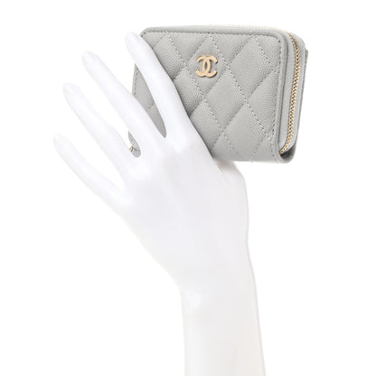 Chanel Caviar Quilted Zip Coin Purse Grey 2 of 7