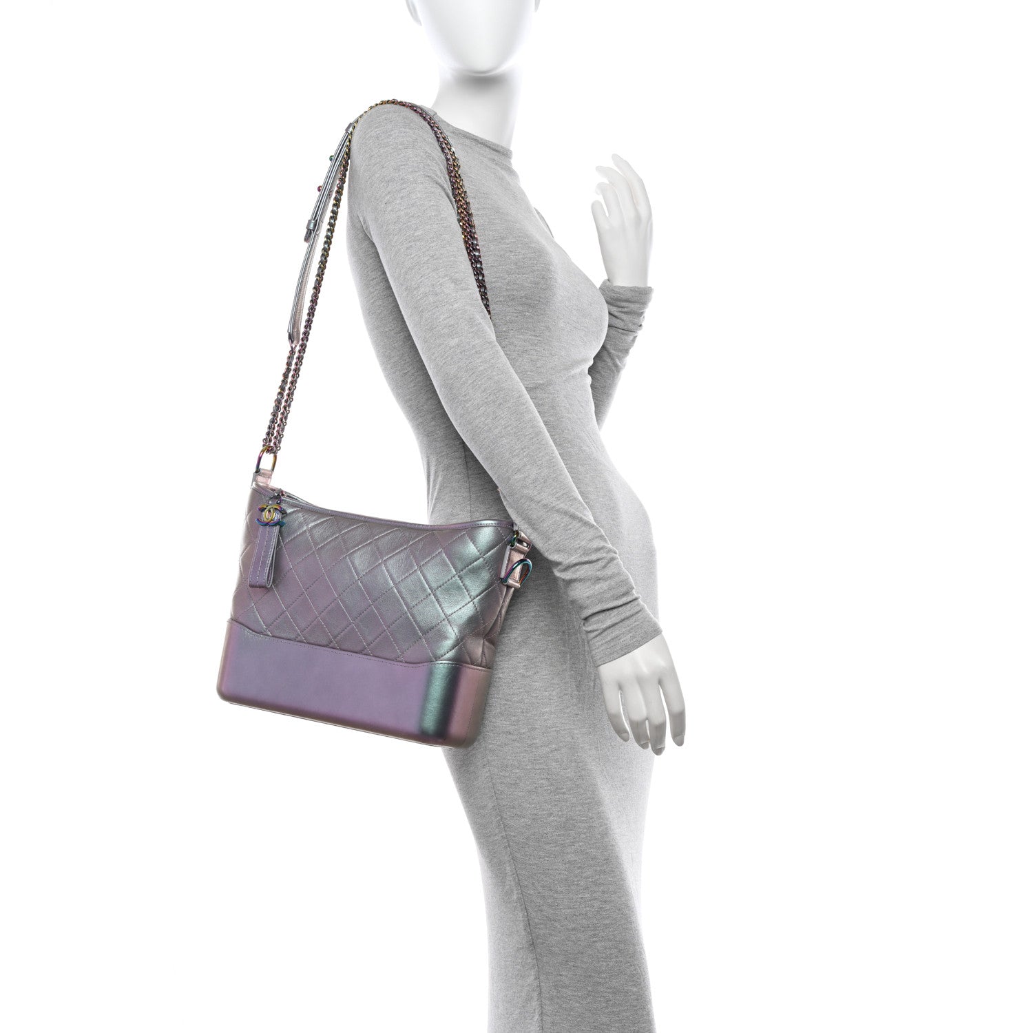 Chanel Iridescent Lambskin Calfskin Quilted Medium Gabrielle Hobo Light Purple 2 of 13