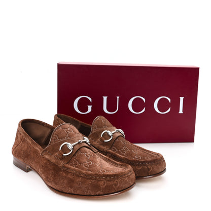 Gucci Luxury Suede Guccissima Mens Horsebit Mocassin Loafers 11.5 Fancy 11.5 Fancy Brown 10 of 10