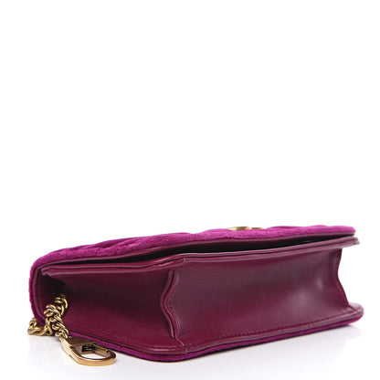 Gucci Velvet Matelasse GG Marmont Mini Bag Fuchsia Violet Cyclamen 3 of 9