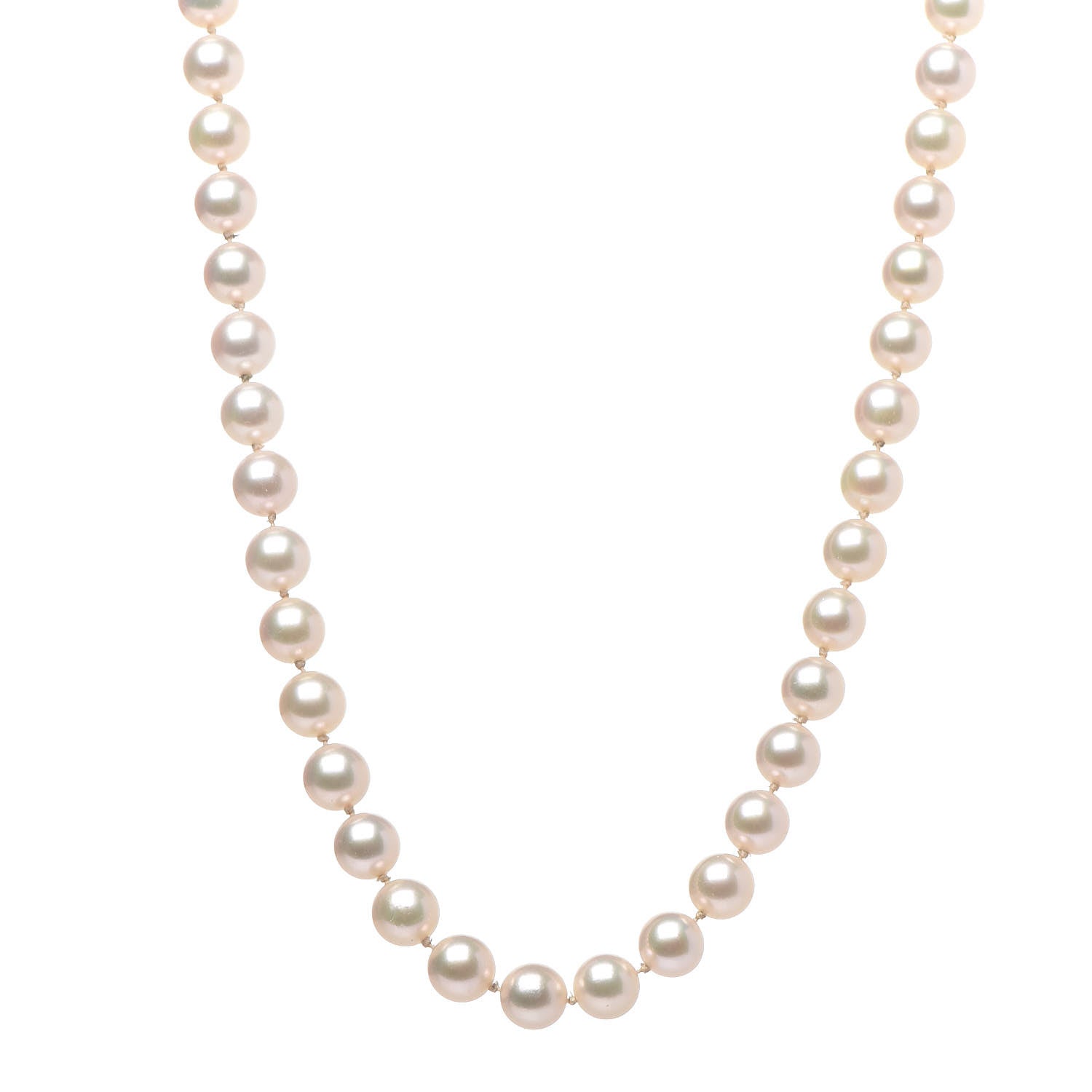 Mikimoto 18K Yellow Gold Akoya Cultured Pearl 7-7.5mm Strand Necklace 16" 1 of 6