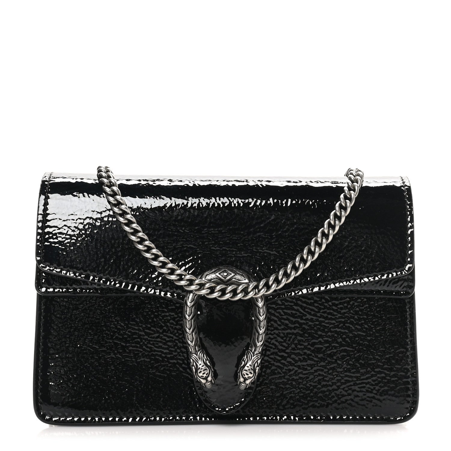 Gucci Crinkled Patent Mini Dionysus Shoulder Bag Black 1 of 10