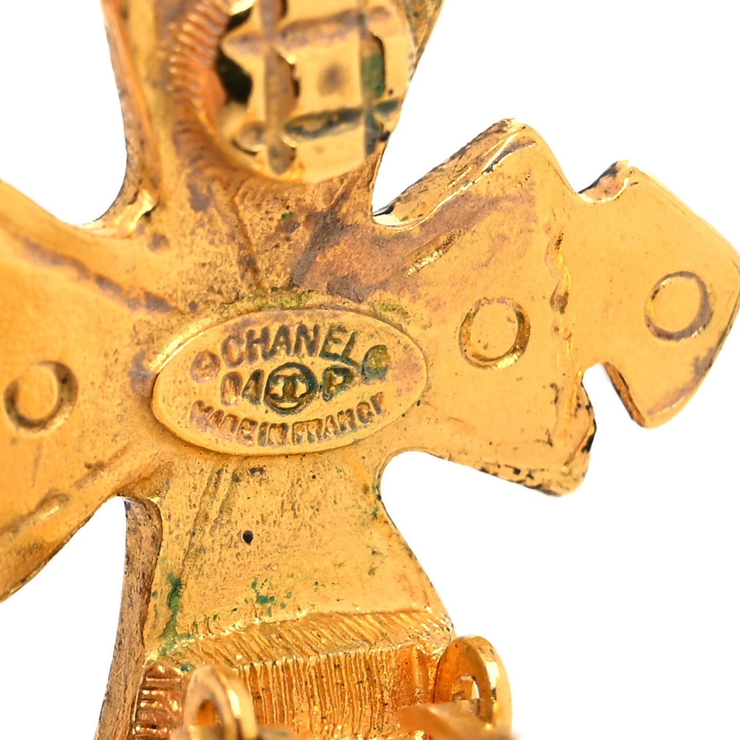 CC Cross Clip On Earrings Gold