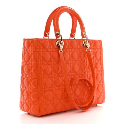 Christian Dior Lambskin Cannage Large Lady Dior Orange 3 of 12
