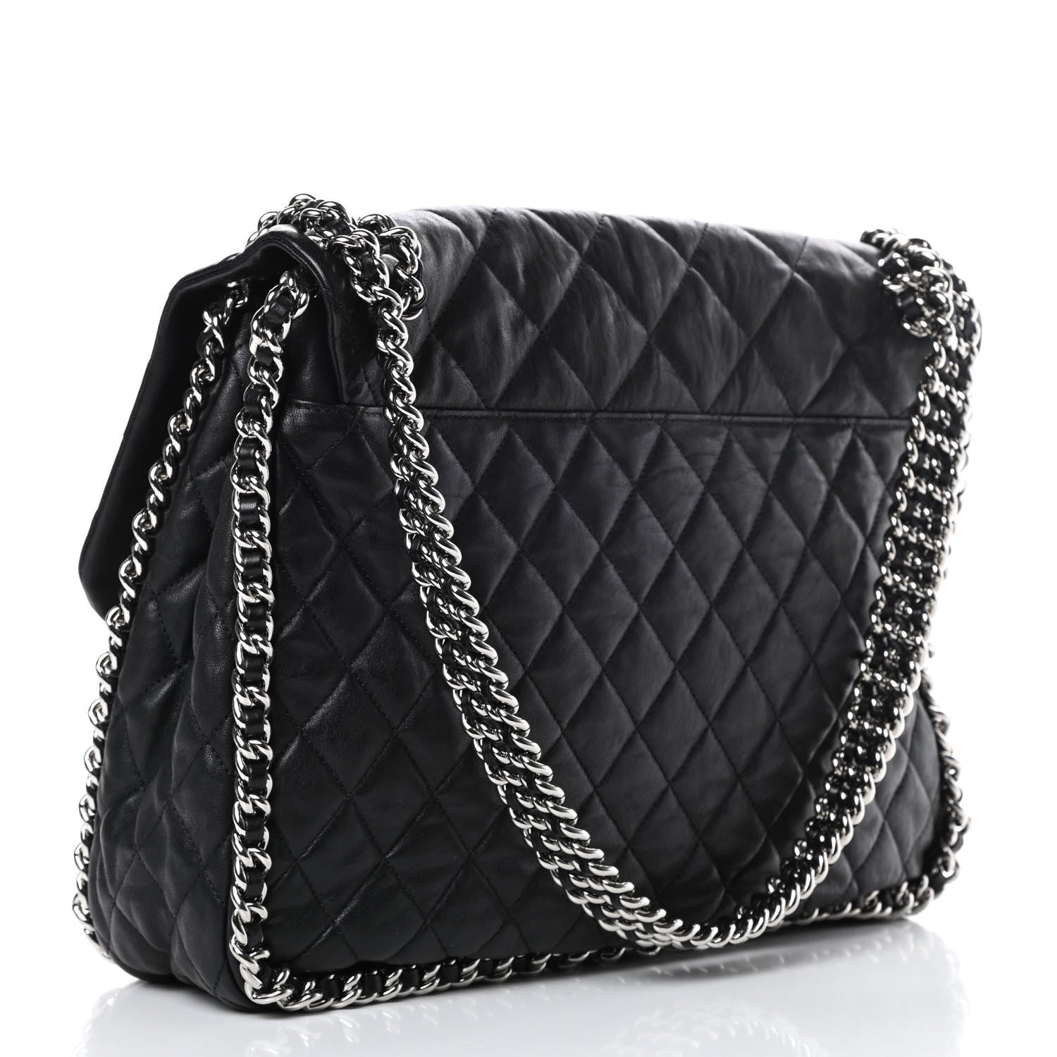 Chanel Washed Lambskin Quilted Maxi Chain Around Flap Black 3 of 11