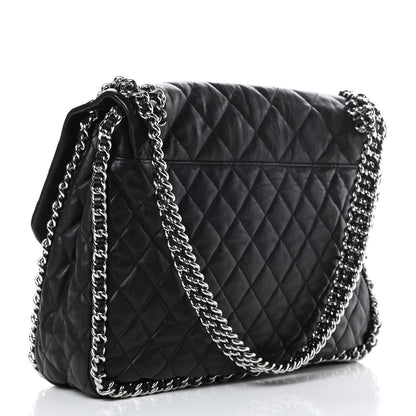 Chanel Washed Lambskin Quilted Maxi Chain Around Flap Black 3 of 11