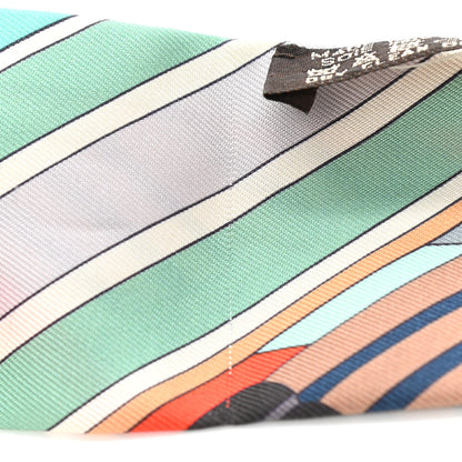 Hermes Silk Sangles En Zigzag Twilly Orange Turquoise Gris 7 of 7