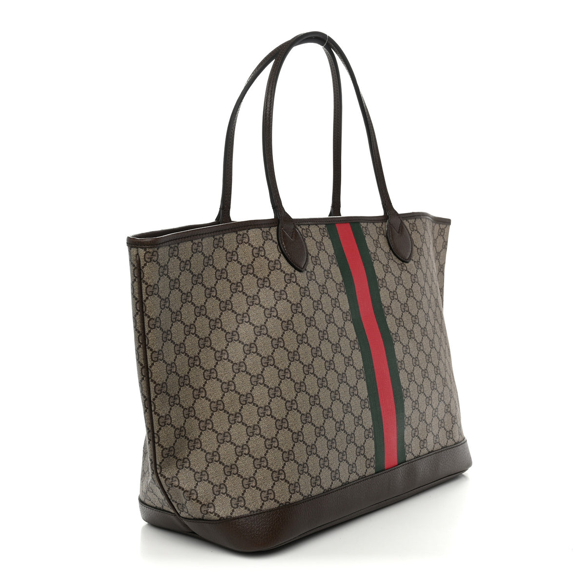 GG Supreme Monogram Textured Dollar Calfskin Web Large Ophidia Tote Beige Ebony New Acero