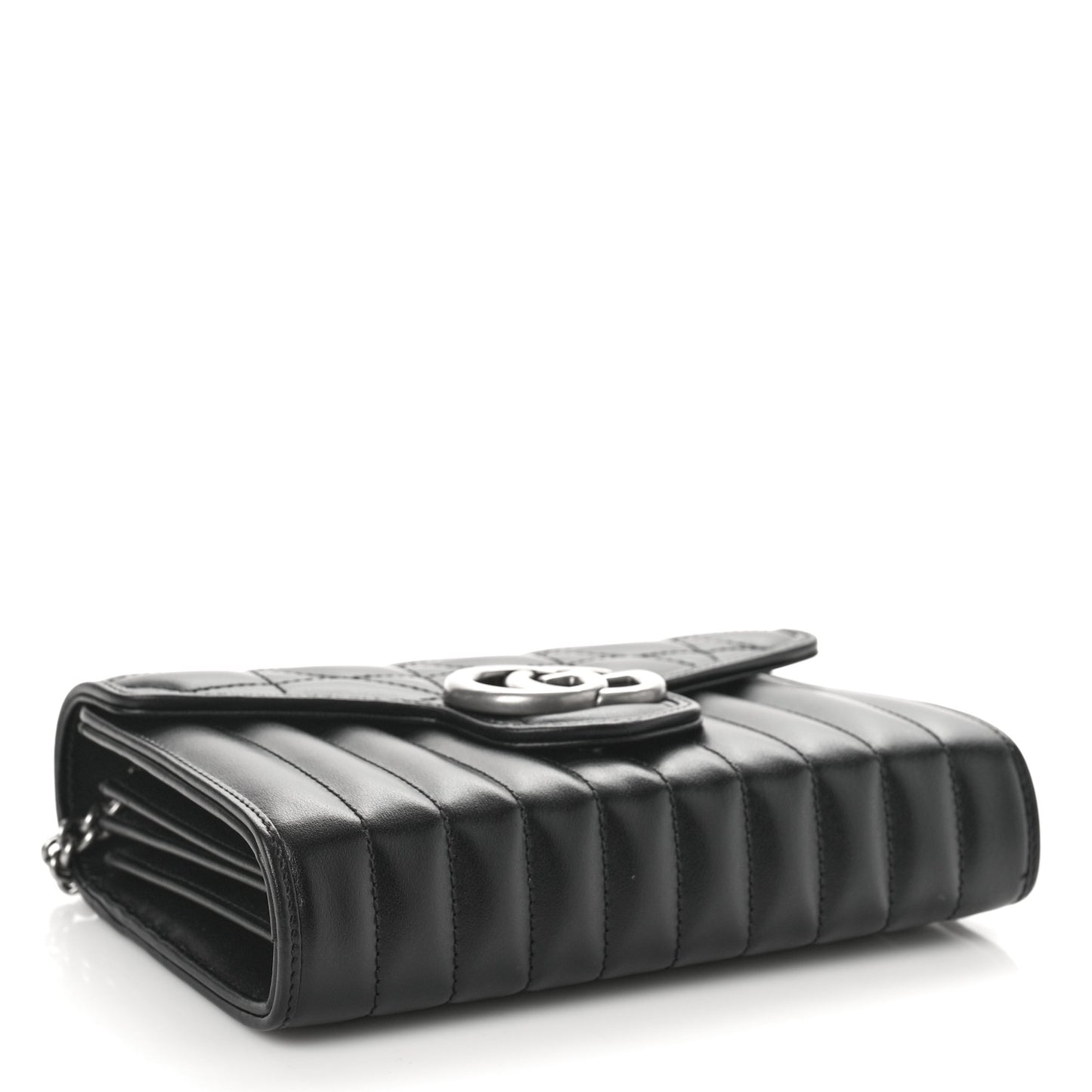 Calfskin Matelasse Aria GG Marmont Chain Wallet Black