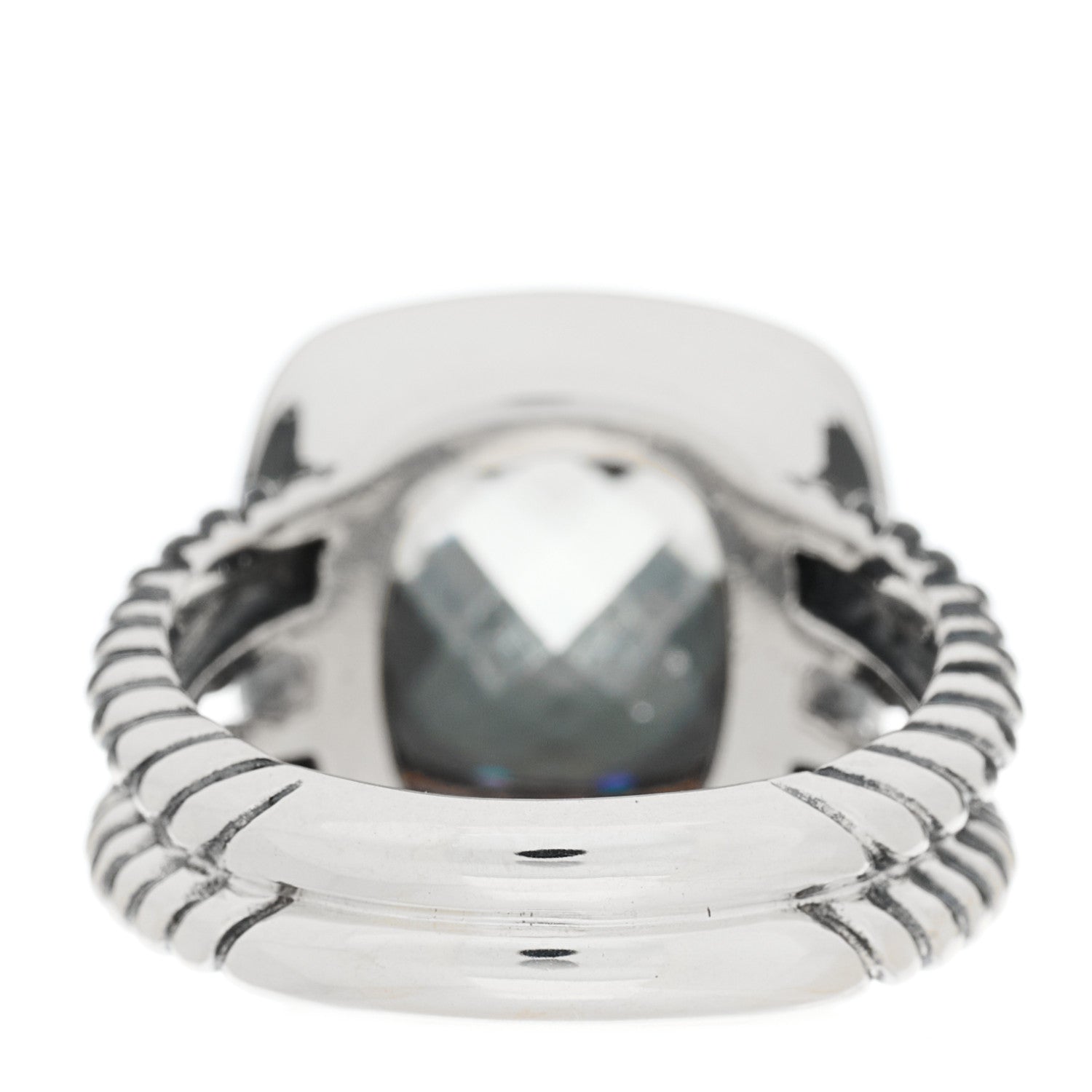 David Yurman Sterling Silver Diamond Prasiolite 11mm Albion Ring 54 6.75 4 of 5