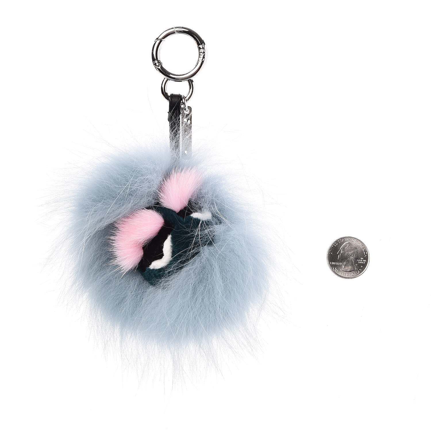 Fendi Fox Mink Rabbit Fur Vitello Flamingo Mini Monster Bag Bug Charm Lagoon Black Multicolor 2 of 4