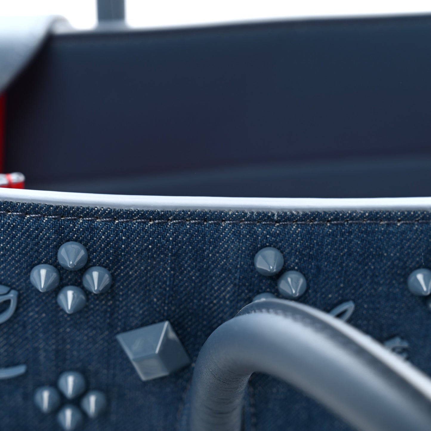 Denim Calfskin Studded Loubinthesky Medium Paloma Blue