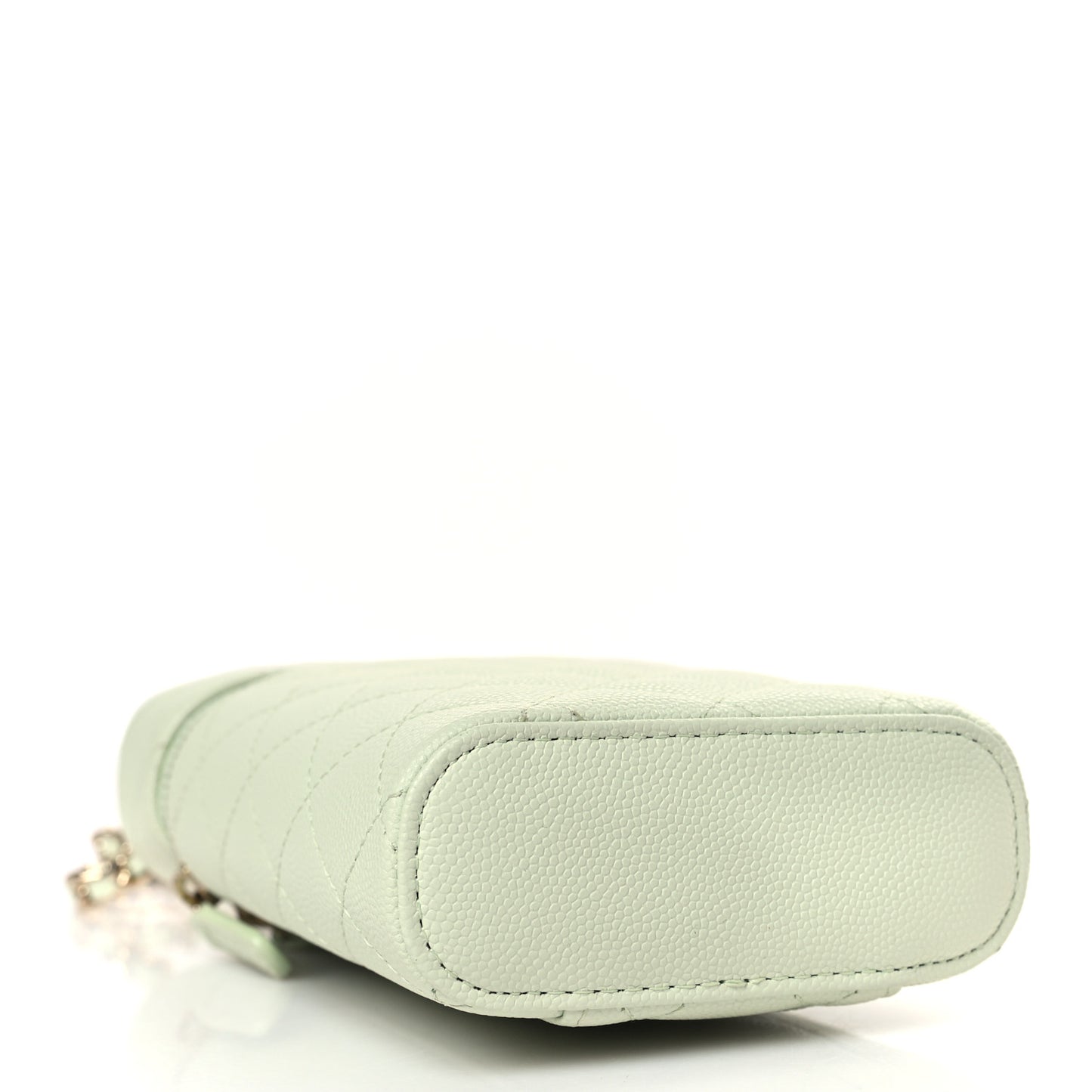 Caviar Quilted Phone Holder With Chain Light Green