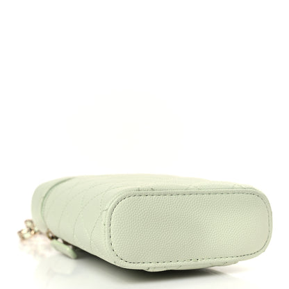 Chanel Caviar Quilted Phone Holder With Chain Light Green 4 of 9