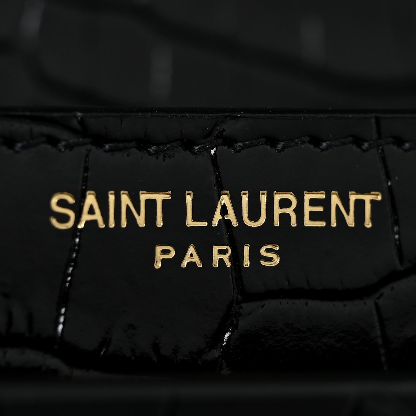 Calfskin Crocodile Embossed Medium Monogram Sunset Black