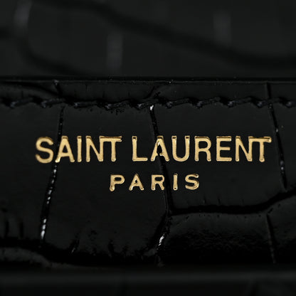 Saint Laurent Calfskin Crocodile Embossed Medium Monogram Sunset Black 8 of 14