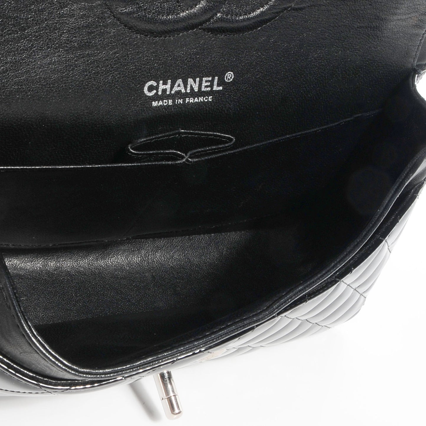 Patent Medium Double Flap Black
