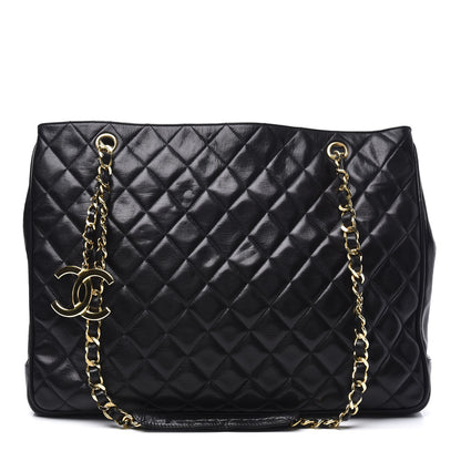 Chanel Lambskin Quilted Shopping Tote Black 1 of 9
