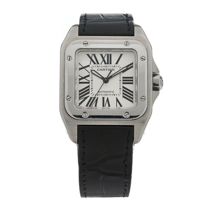Cartier Stainless Steel Alligator 33mm Santos 100 Automatic Watch 1 of 4